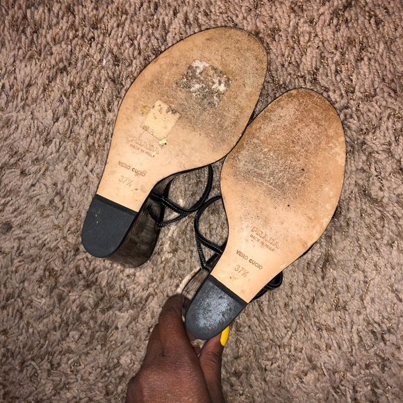 Prada Wedge Sandals sz 37 1/2 - Picture 7 of 7